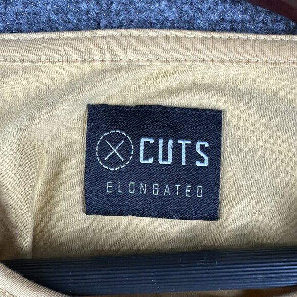 Cuts Active Top Womens Large Elongated Tee Pullover Long Sleeve Gold Stretch - Picture 5 of 8